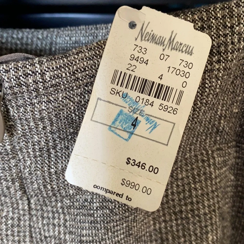 Akris Punto plaid skirt Brown Pleated Wool Cashmere Bergdorf Goodman Size 4 - Picture 4 of 5